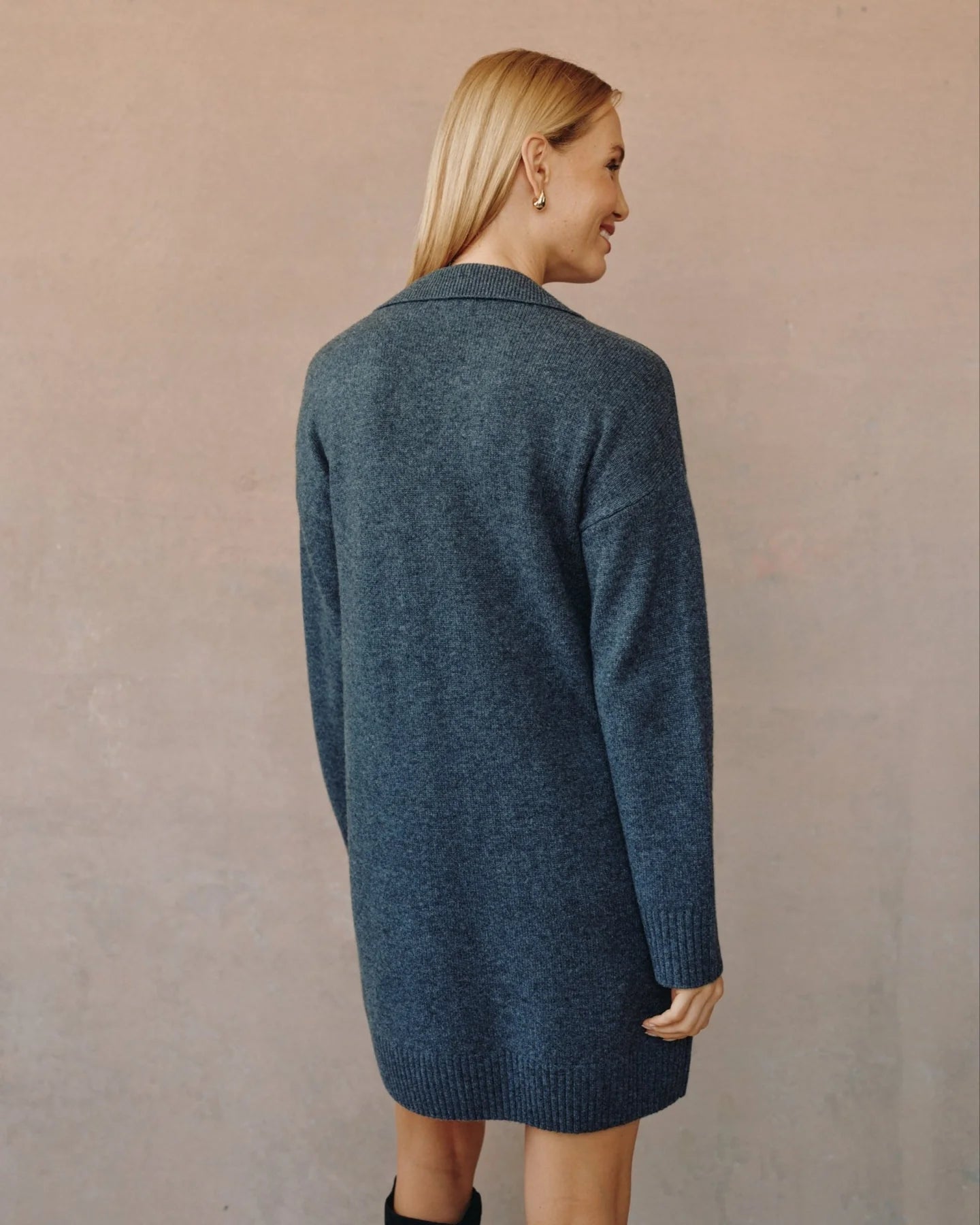 Collared Pullover Sweater Dress - Charcoal Barnett & Co. Collared Pullover Sweater Dress - Charcoal Barnett & Co.